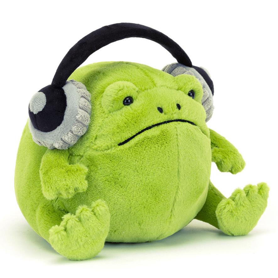 Jellycat Toy Stuffed Plush Jellycat Ricky Rain Frog with Headphones