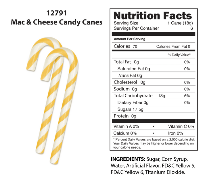 Accoutrements - Archie McPhee CANDY Mac & Cheese Candy Canes - set of 6