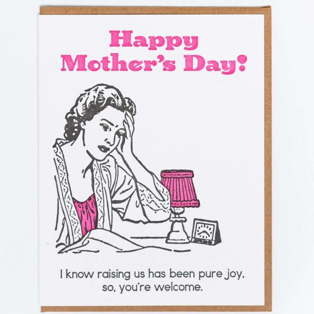 Lady Pilot Letterpress Greeting Cards Mother's Day pure Joy Letterpress Greeting Card