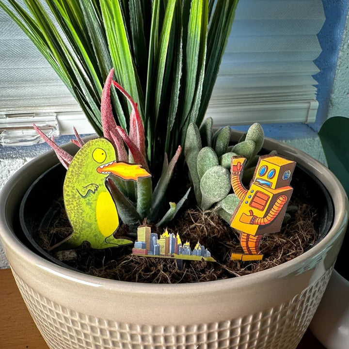 20 Leagues Home Decor Lizard Beast Vs Robot Joe Fancy Plants Diorama Kit