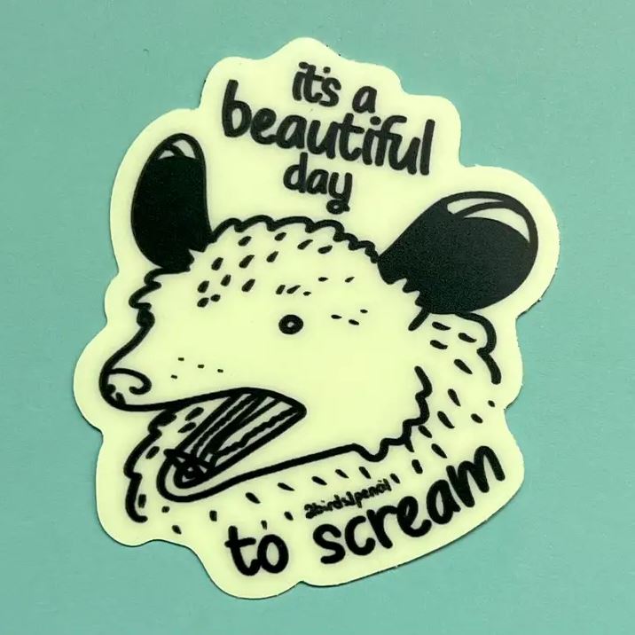 2Birds1Pencil Illustrations Magnets & Stickers Glow in the Dark Possum Sticker