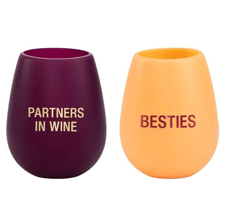 About Face Designs Drinkware & Mugs Besties and Partners in Wine Cup Set