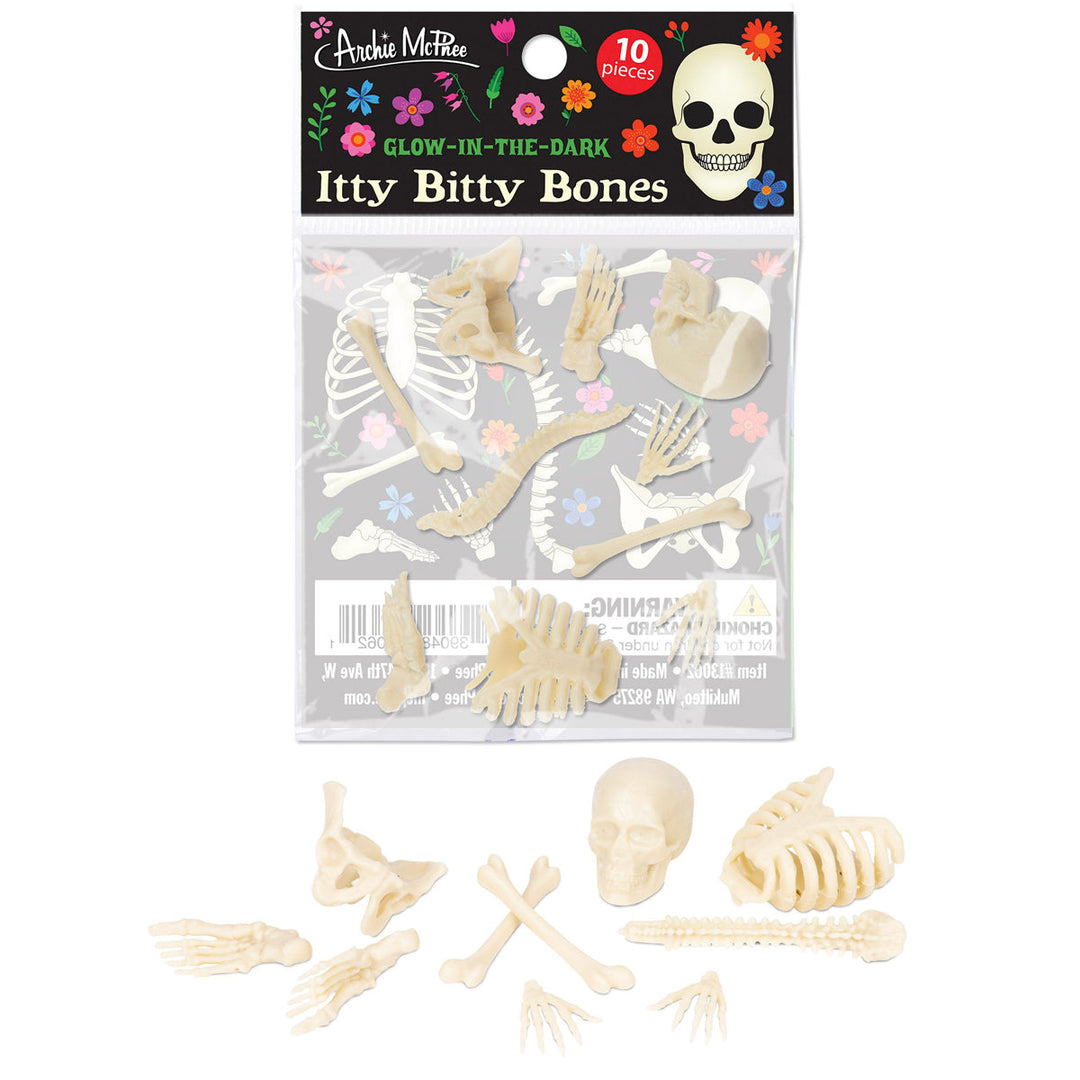 Accoutrements - Archie McPhee Funny Novelties Itty Bitty Glow in the Dark Bones