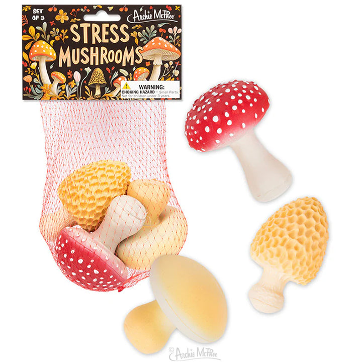 Accoutrements - Archie McPhee Funny Novelties Stress Mushrooms - set of 3