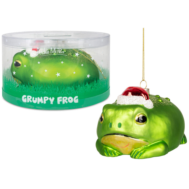 Accoutrements - Archie McPhee Home Decor Grumpy Frog Hand-Blown Glass Ornament
