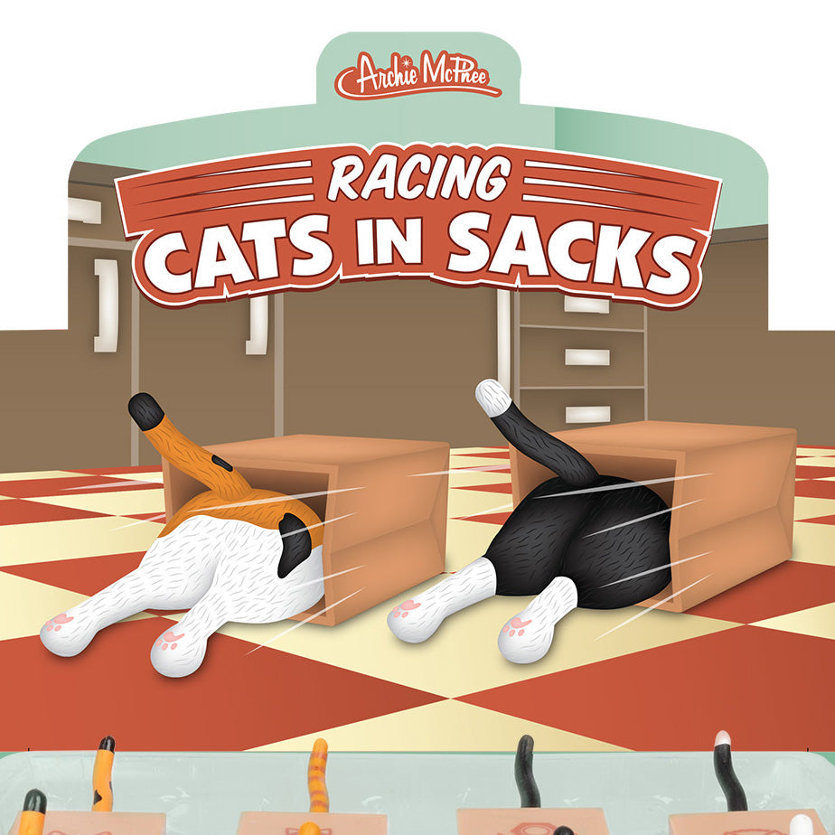 Accoutrements - Archie McPhee Toy Novelties Racing Cat in Sack - 1 randomly selected cat
