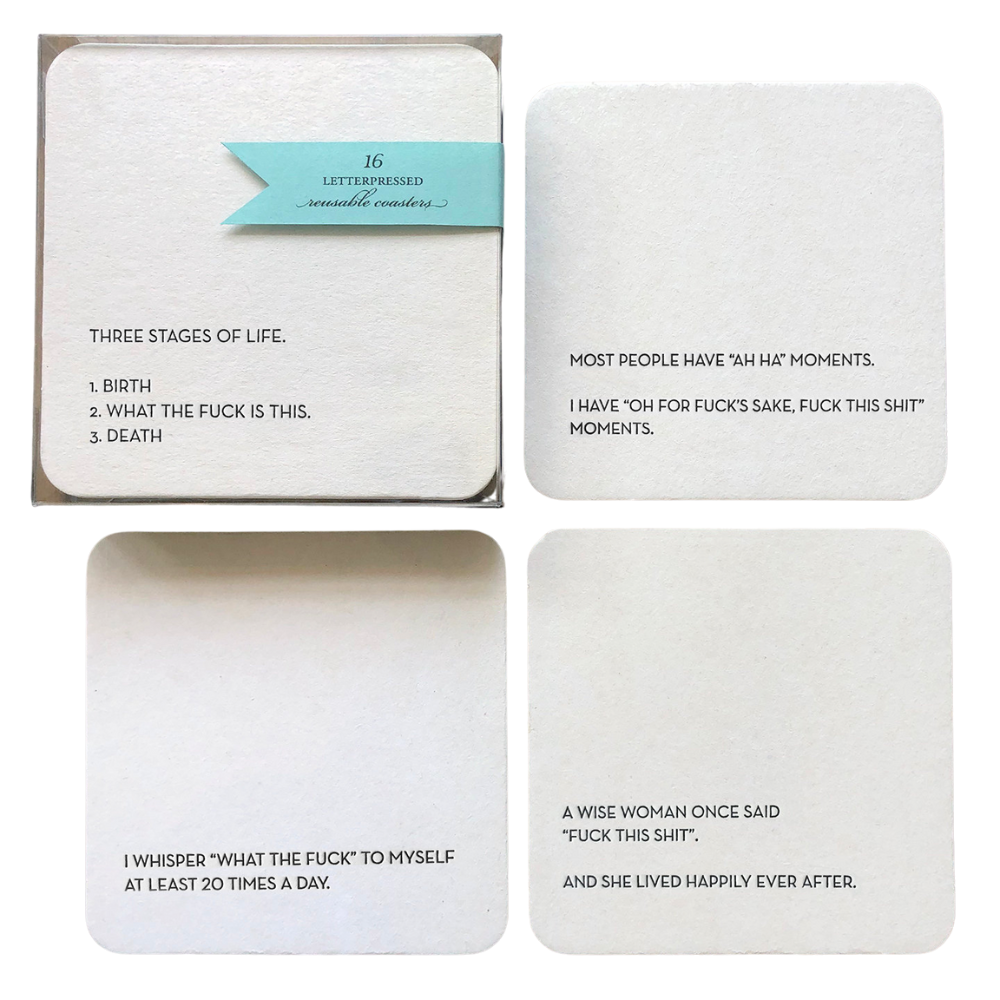Alice-Louise Press Home Decor Fucking Coaster Set of 16
