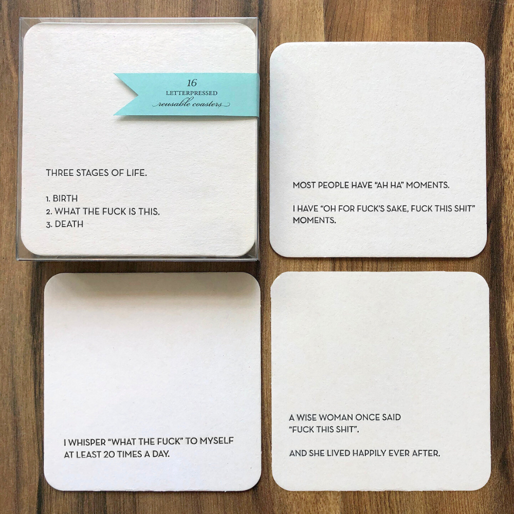 Alice-Louise Press Home Decor Fucking Coaster Set of 16