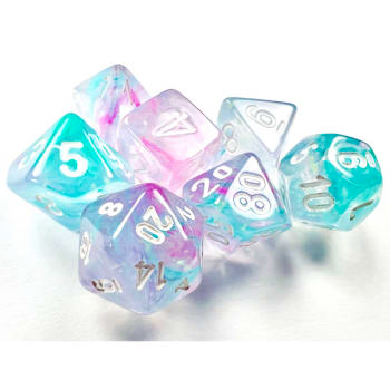 Alliance GAME Distributors Games Nebula: Mini-Polyhedral Wisteria/white 7-Die set