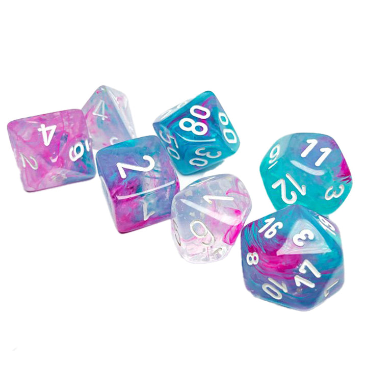 Alliance GAME Distributors Games Nebula: Polyhedral Wisteria/white Luminary 7-Die Set