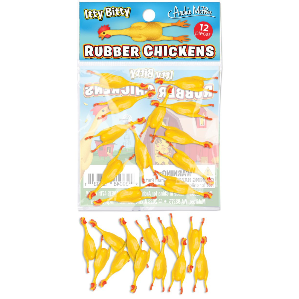 Archie McPhee - Accoutrements Funny Novelties Itty Bitty Rubber Chickens Set of 12