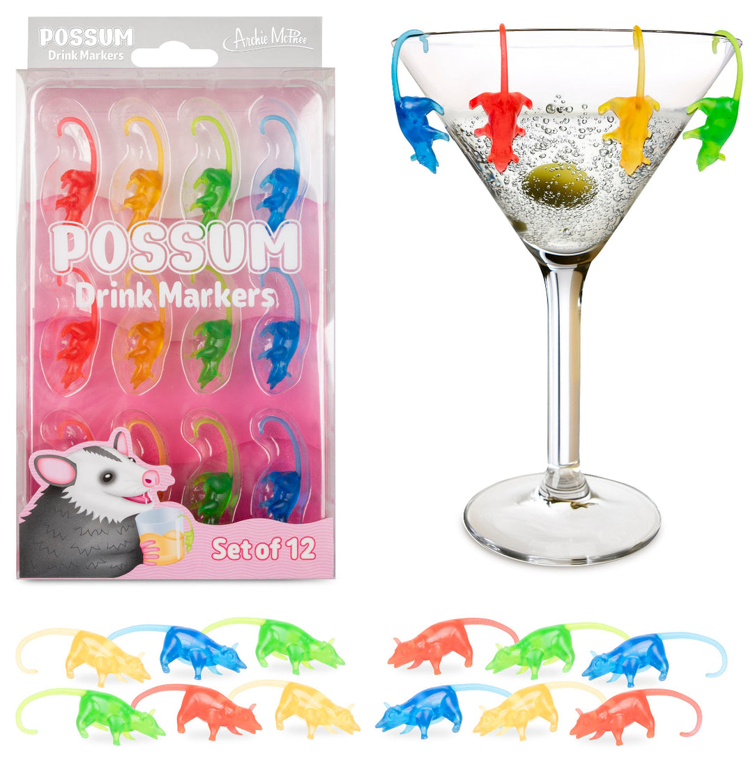Archie McPhee - Accoutrements Kitchen & Table Possums Drink Markers - Set of 12