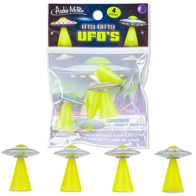 Archie McPhee - Accoutrements Toy Novelties Itty Bitty UFOs - 4 pcs