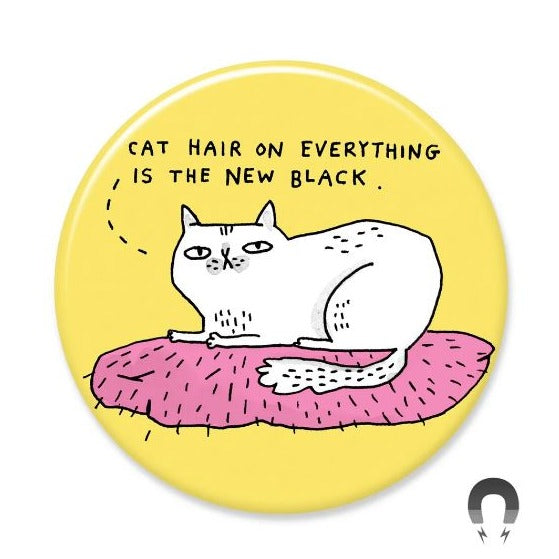 Badge Bomb Magnets & Stickers Cat Hair New Black - Big Magnet