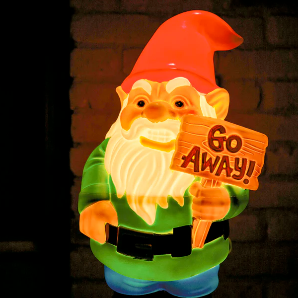 Big Mouth Toys Home Decor Go Away! Blow Mold Light Up Gnome - 2' tall