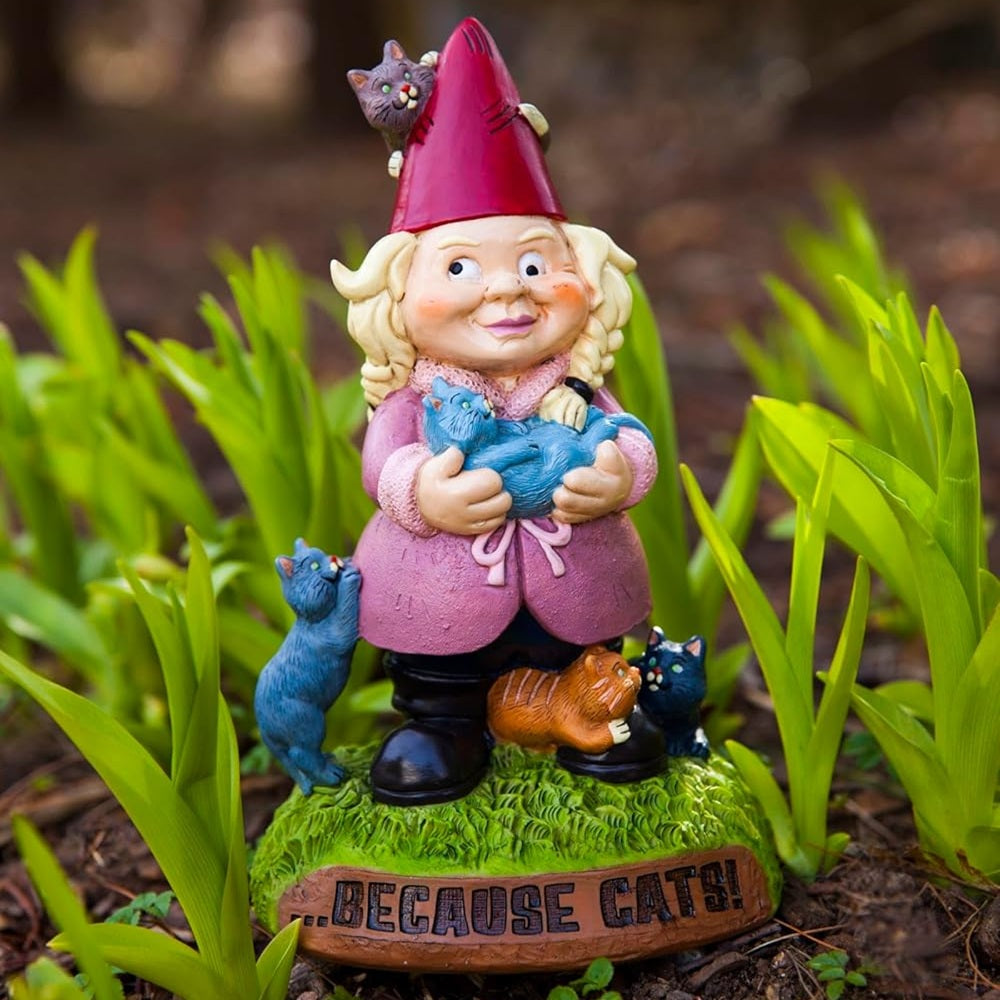 Big Mouth Toys Toy Outdoor Fun Crazy Cat Lady Garden Gnomes by BigMouth