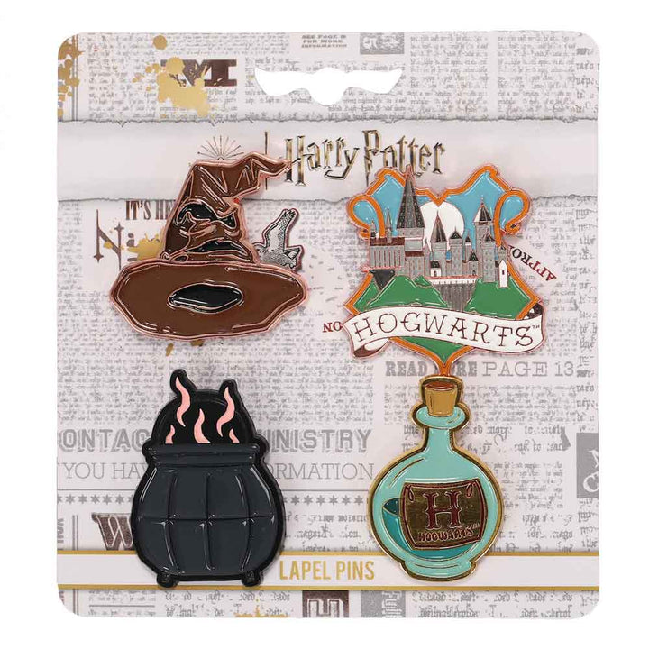 BioWorld Bags & Pouches Harry Potter Hogwarts Icon Lapel Pins - set of 4