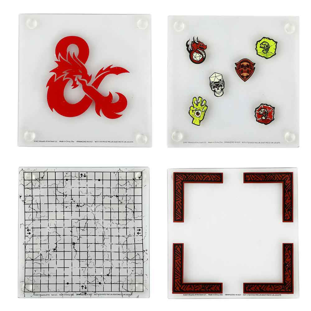 BioWorld Kitchen & Table Dungeons & Dragons Stacking Glass Coasters Set of 4