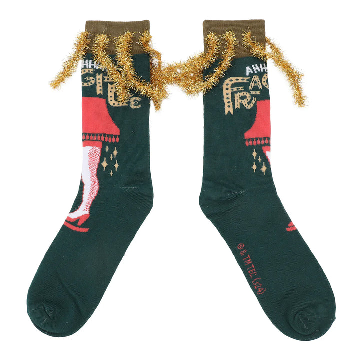 BioWorld Socks & Tees A Christmas Story Leg Lamp Adult Crew Socks With 3D Tinsel