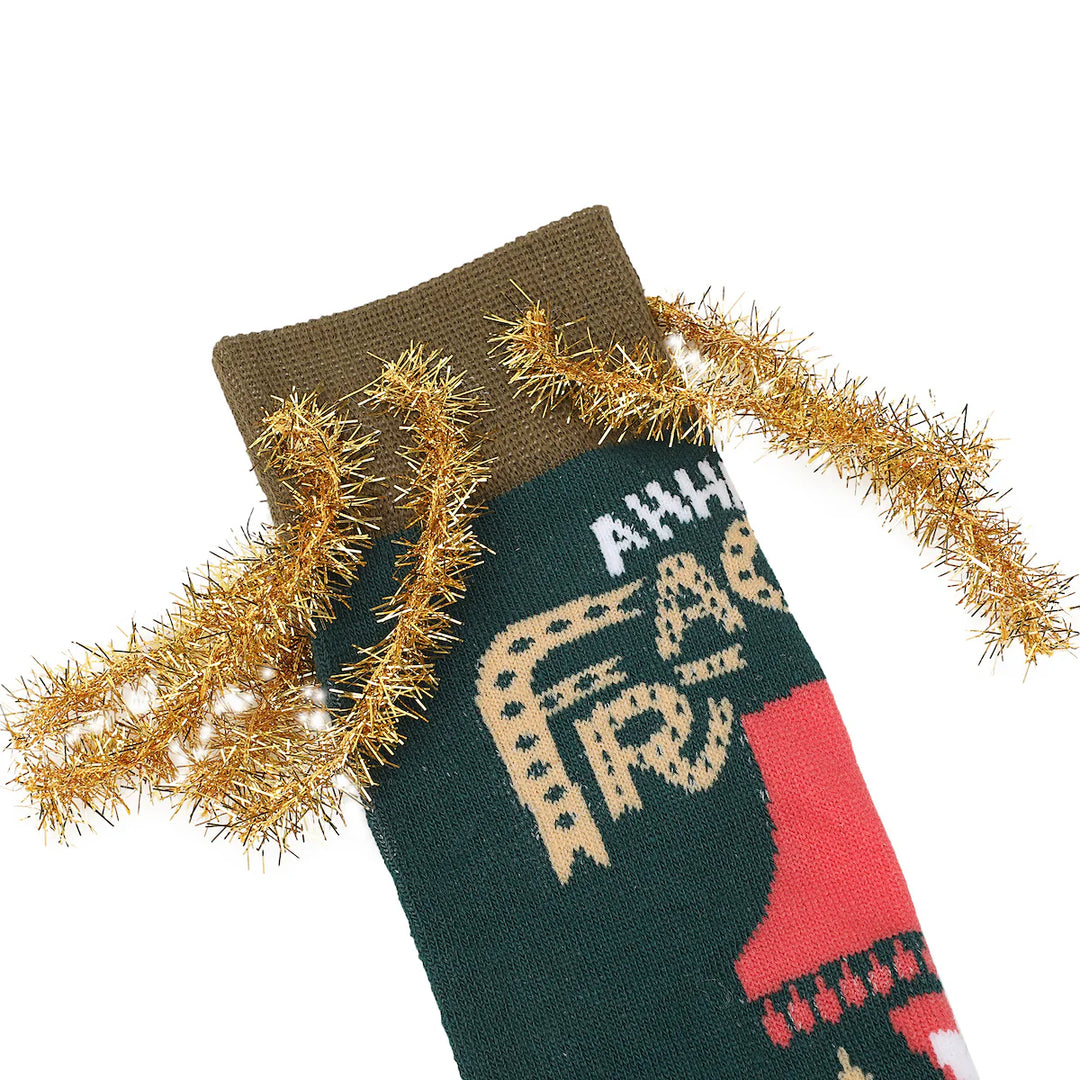 BioWorld Socks & Tees A Christmas Story Leg Lamp Adult Crew Socks With 3D Tinsel