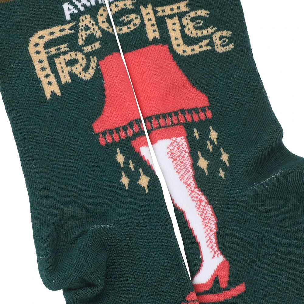 BioWorld Socks & Tees A Christmas Story Leg Lamp Adult Crew Socks With 3D Tinsel