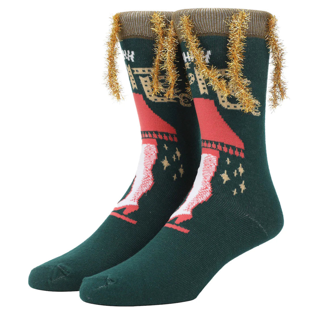 BioWorld Socks & Tees A Christmas Story Leg Lamp Adult Crew Socks With 3D Tinsel