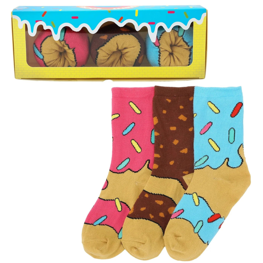 BioWorld Socks & Tees Frosted Donuts 3-Pair Socks - kids 3-6yrs
