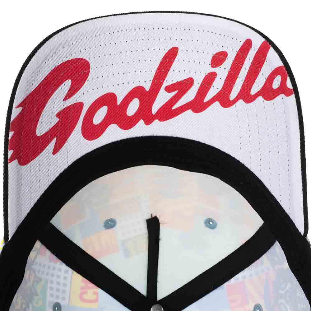 BioWorld Socks & Tees Godzilla City & Monsters All Over Print Pre-Curved Snapback Cap Hat