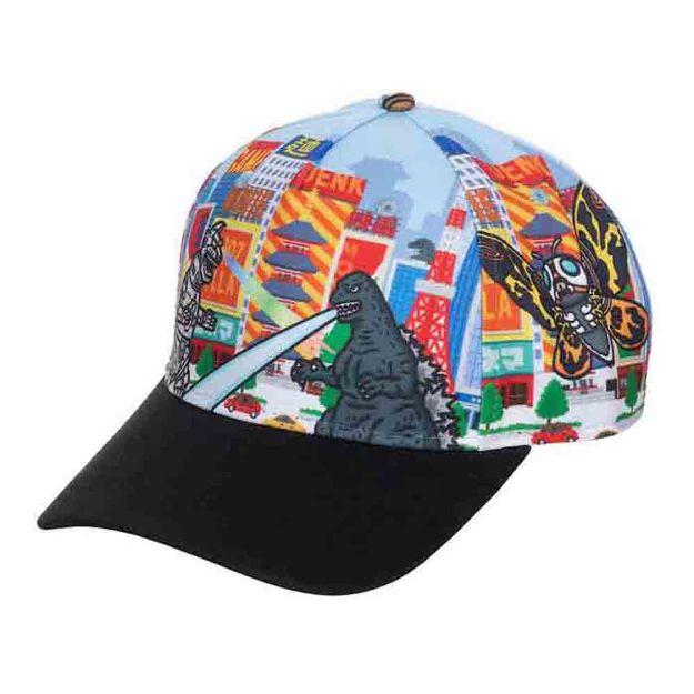 Godzilla City & Monsters All Over Print Pre-Curved Snapback Cap Hat ...