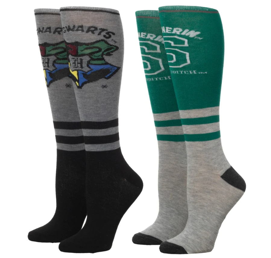BioWorld Socks & Tees Harry Potter Slytherin Knee High 2 Pair Pack-sale