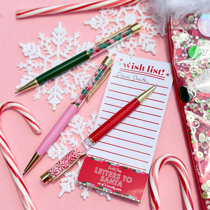 BioWorld Socks & Tees Letters To Santa 3-Pack Confetti Ballpoint Pen Set