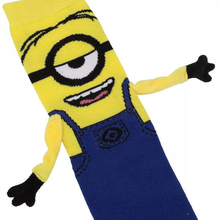 BioWorld Socks & Tees Minions Adult Casual Crew Socks with 3D Arms and Magnetic Hands