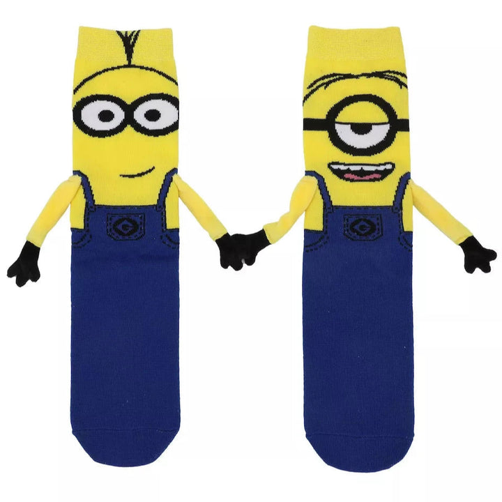 BioWorld Socks & Tees Minions Adult Casual Crew Socks with 3D Arms and Magnetic Hands