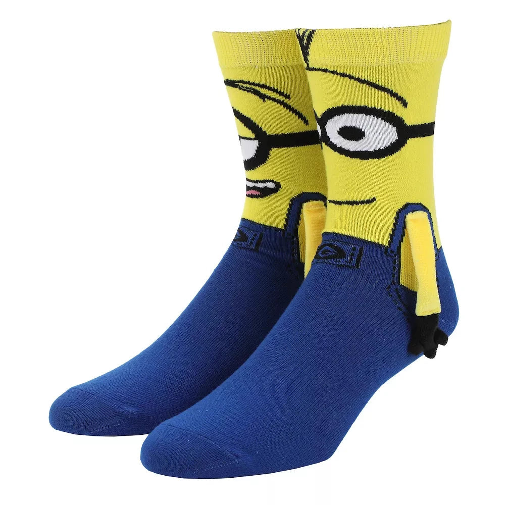 BioWorld Socks & Tees Minions Adult Casual Crew Socks with 3D Arms and Magnetic Hands