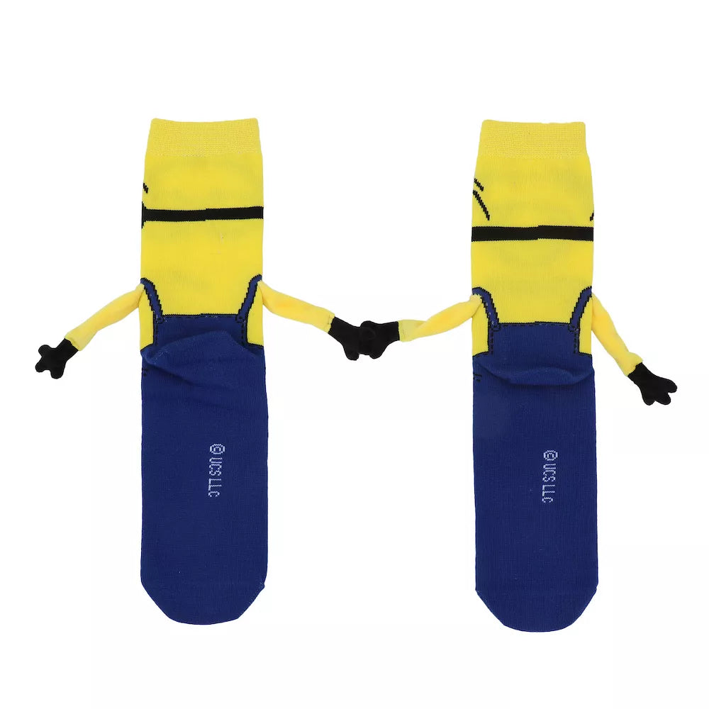 BioWorld Socks & Tees Minions Adult Casual Crew Socks with 3D Arms and Magnetic Hands