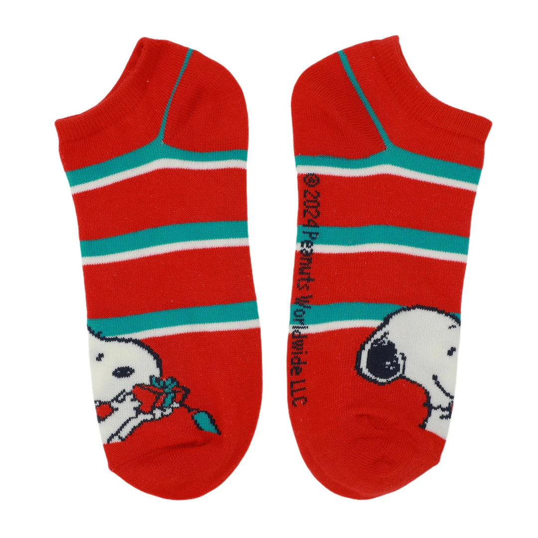 BioWorld Socks & Tees Peanuts Winter Holiday Scenes Women's 5-Pair Ankle Socks