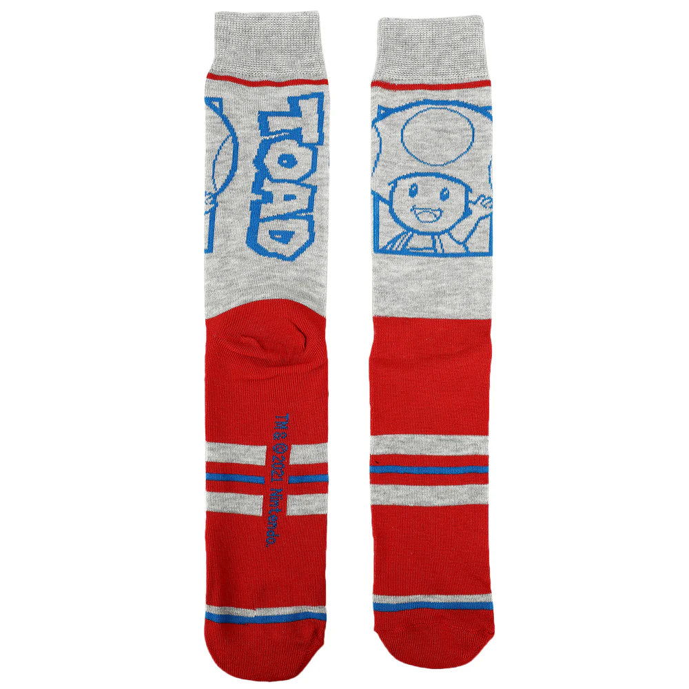 BioWorld Socks & Tees Super Mario Split Mens Collectible Crew Sock 5 pack