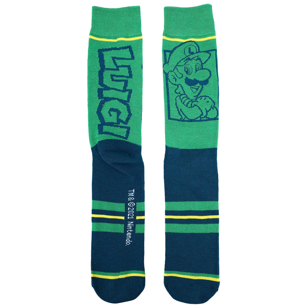 BioWorld Socks & Tees Super Mario Split Mens Collectible Crew Sock 5 pack