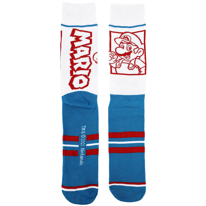 BioWorld Socks & Tees Super Mario Split Mens Collectible Crew Sock 5 pack