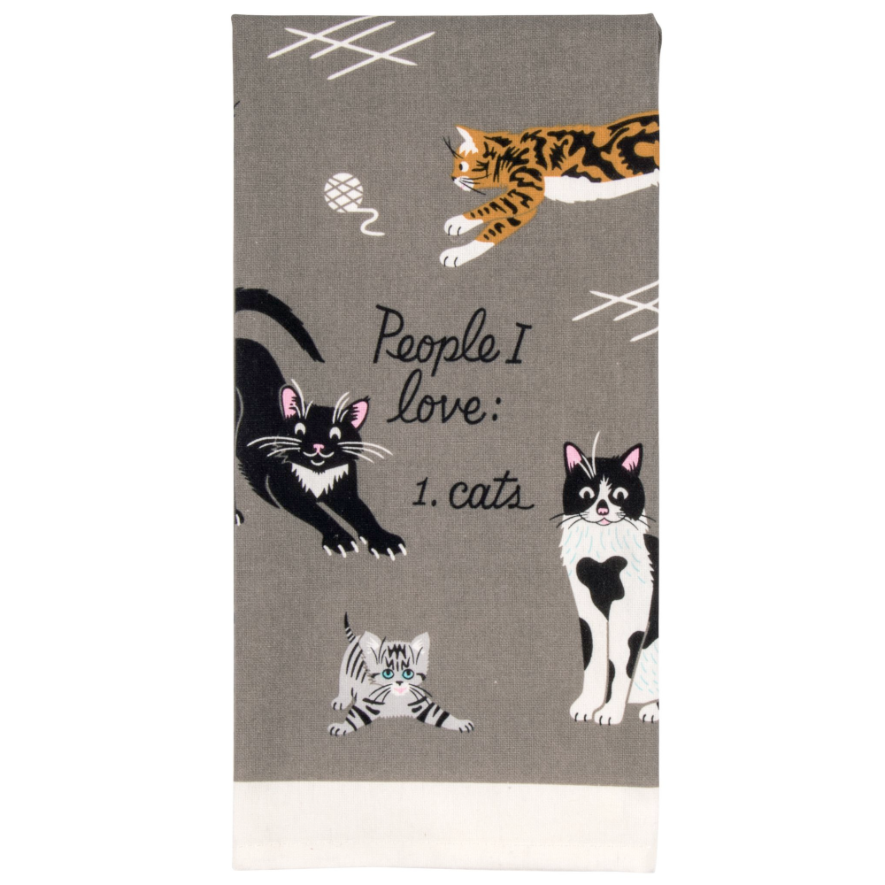 Blue Q Kitchen & Table Dish Towel-  People I Love:  Cats