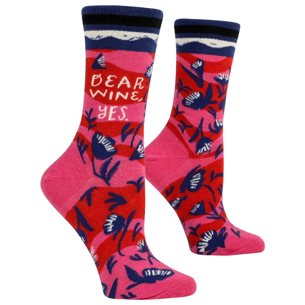 Blue Q Socks & Tees Dear Wine Women's Crew Socks