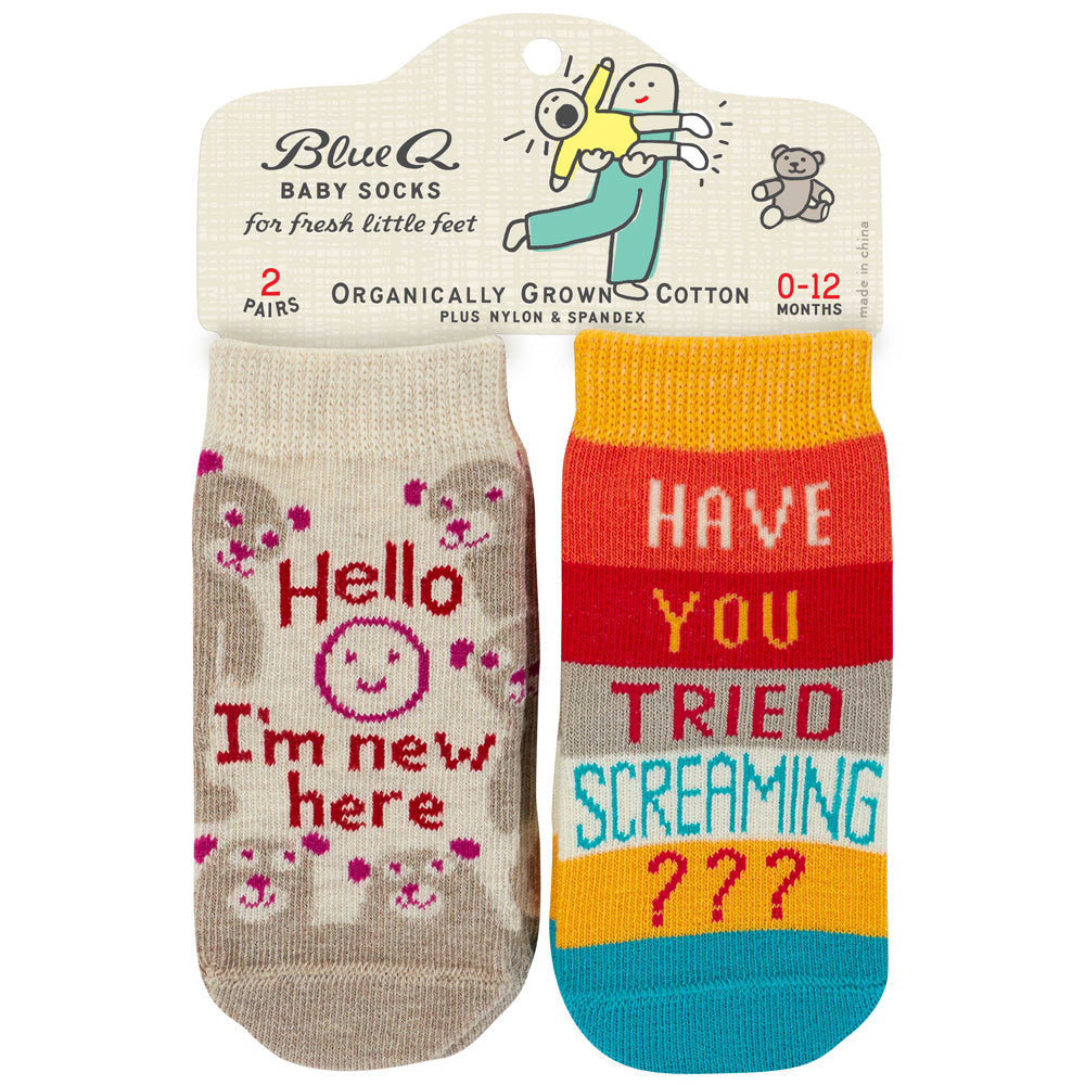 Blue Q Socks & Tees I'm New/Screaming Baby Socks