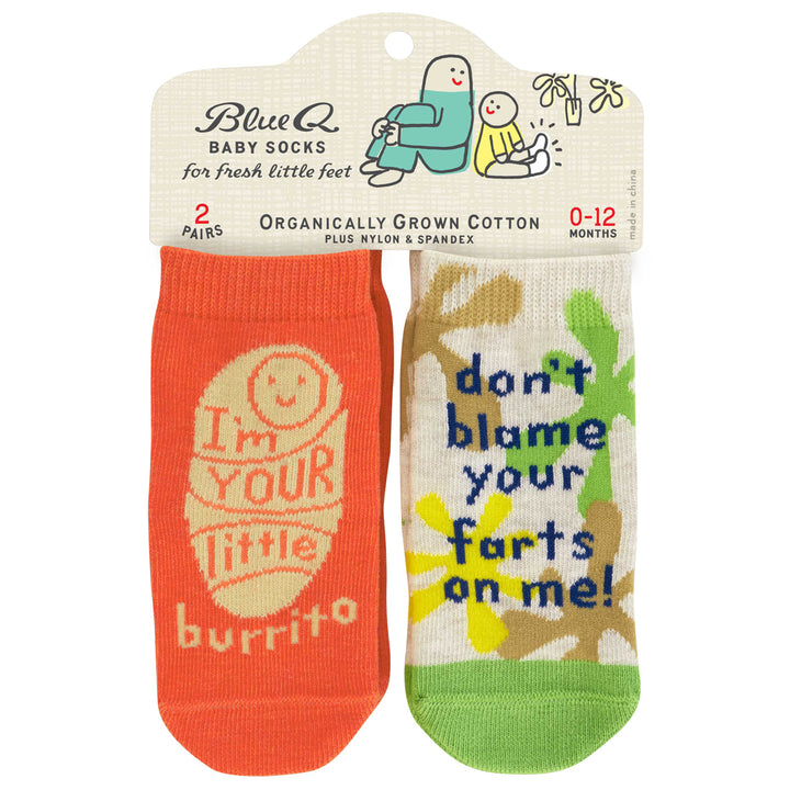 Blue Q Socks & Tees Lil Burrito/Farts Baby Socks