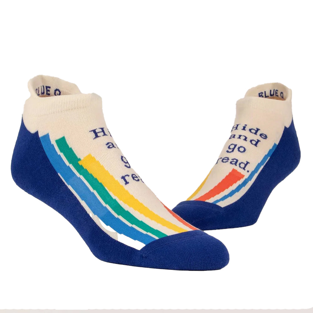 Blue Q Socks & Tees S/M Hide and go read Sneaker Socks