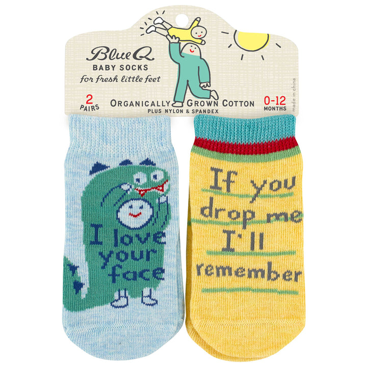 Blue Q Socks & Tees Your Face/Drop Me Baby Socks