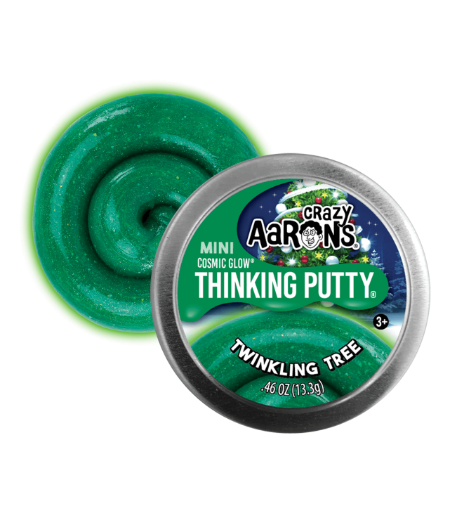 Crazy Aaron's Putty World Toy Novelties 2" Twinkling Tree Crazy Aaron's Holiday Tin