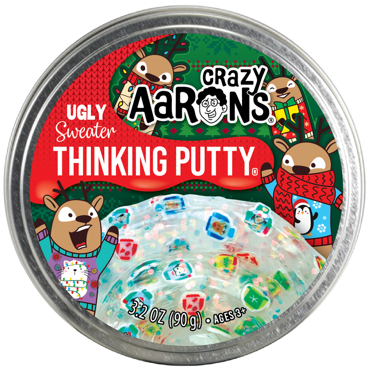 Crazy Aaron's Putty World Toy Novelties 4" Ugly Sweater Crazy Aaron's Holiday Tin