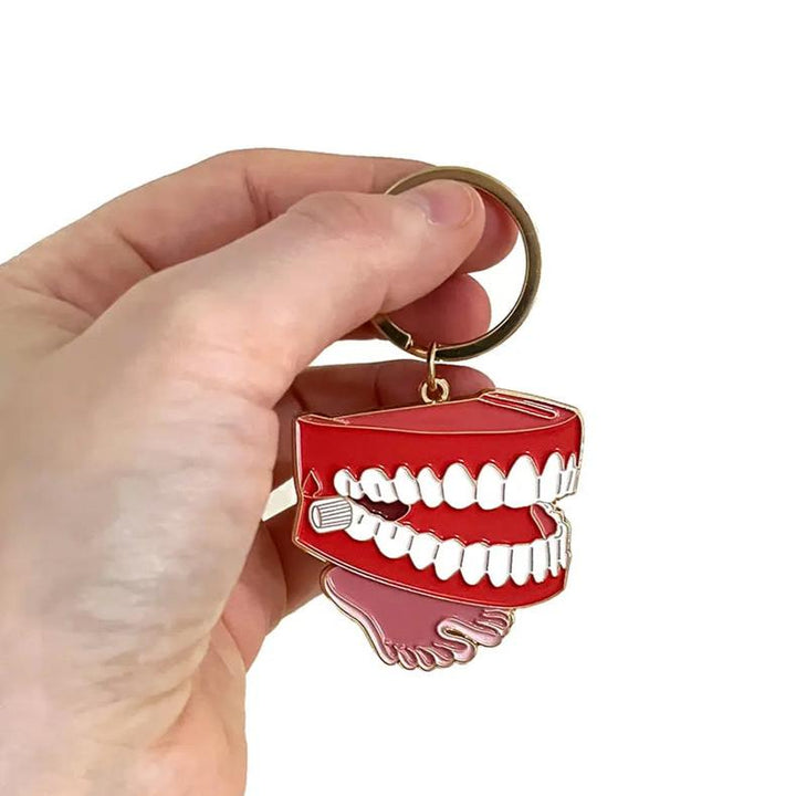 Drawn Goods Pins & Patches Chattering Teeth Keychain