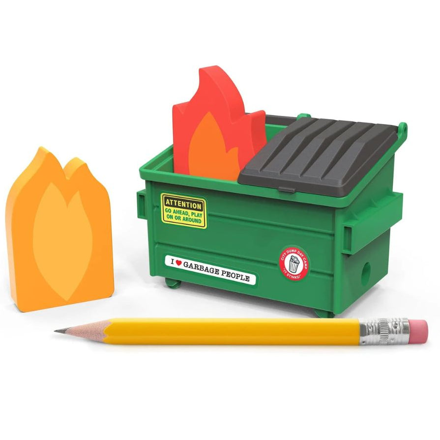 Fred & Friends Office Goods Trash Talk - Dumpster Pencil Sharpener and Erasers