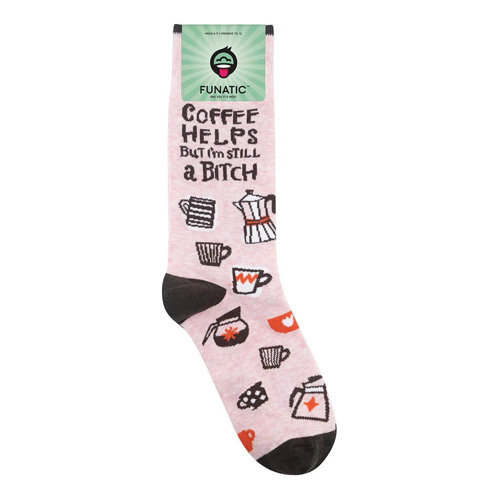 FUNATIC Socks & Tees Coffee Helps But I'm Still A Bitch Socks
